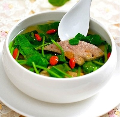菠菜猪肝汤(图1)